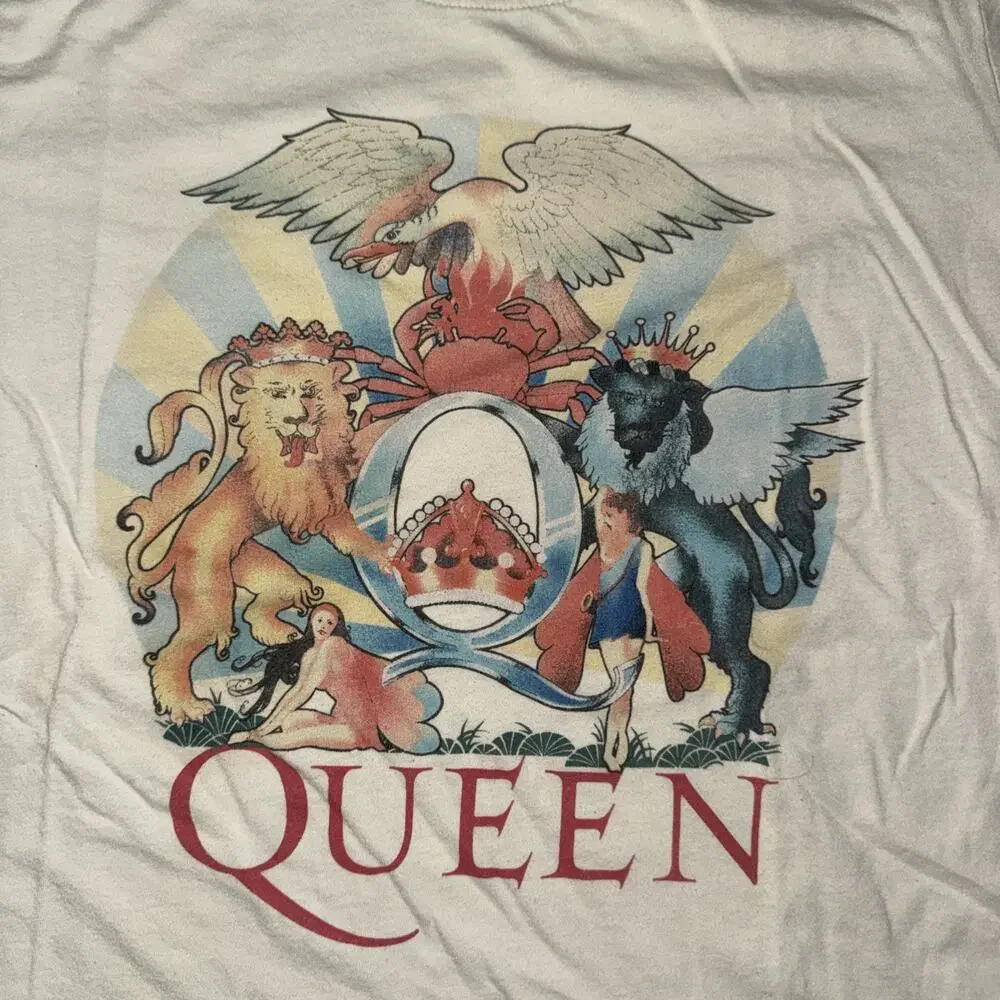 Lucky Brand Queen Band T-Shirt Cream Large 19x23